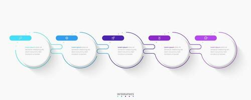 plantilla de diseño de etiquetas infográficas vectoriales con iconos y 5 opciones o pasos. se puede utilizar para diagramas de proceso, presentaciones, diseño de flujo de trabajo, banner, diagrama de flujo, gráfico de información. vector