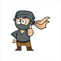 Cartoon ninja. Vector clip art illustration with simple gradients. All in a single layer.