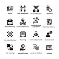 Pack of Solid Business and Project Management Icons vector