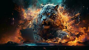 White tiger, 3d, animal, art, dust, explosion, face, tiger, white, HD phone  wallpaper