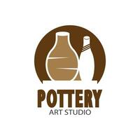 Pottery Art Studio Logo Vector Template Illustration