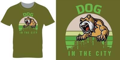 Dog in the city a t-shirt print design vector