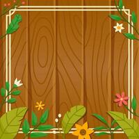 Wood Plank And Foliages Background vector