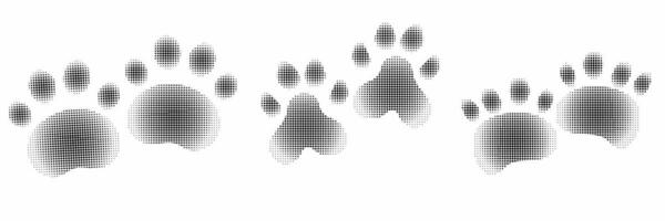 Animal paw prints set,halftone vector different animals footprints.