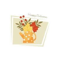 postcard with autumn bouquet in a flat style for autumn greetings. vector illustration.