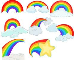 bright rainbow set in beautiful and cute painting collage elements vector