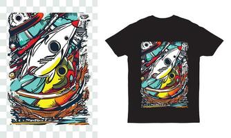 Retro  rocket tee design vector graphic