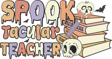 Halloween Teacher Sublimation Design vector