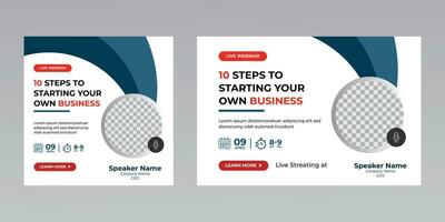 digital marketing creative technology business social media live webinar banner invitation template. vector