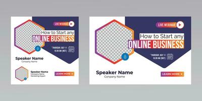 digital marketing creative technology business social media live webinar banner invitation template. vector