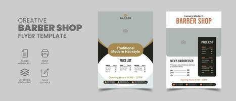 barbershop flyer template design with editable promotion beauty salon brochure cover poster template vector