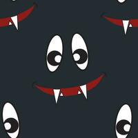 Halloween vector seamless pattern with fangs and eyes