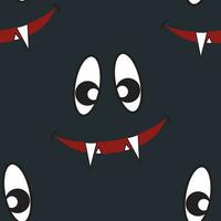 Halloween vector seamless pattern with fangs and eyes