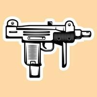 beautiful gun design in white and black vector