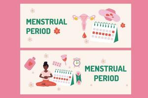 menstruación período mujer plano diseño bandera vector