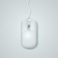 Realistic white computer mouse isolated on a light background. vector