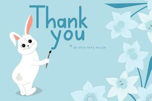 Thank You card with rabbit vector