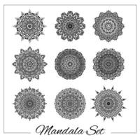 Set of  mandalas. Geometric circular ornament set. Isolated vector elaborate mandalas for coloring book printing, design, logo, yoga, indian and arabic prints. Oriental embellishment elements.