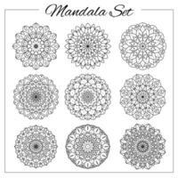 Set of  mandalas. Geometric circular ornament set. Isolated vector elaborate mandalas for coloring book printing, design, logo, yoga, indian and arabic prints. Oriental embellishment elements.