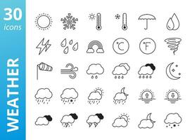 Set of weather line icons. Collection of meteorology symbols. Vector illustration.