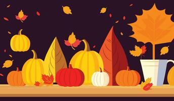 Autumn illustration background, autumn vector art wallpaper,