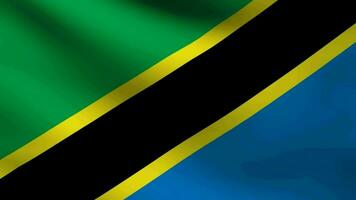 Flag of Tanzania waving at wind video