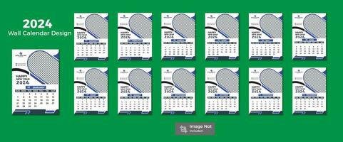 2024 Wall Calendar Design Layout Template. vector