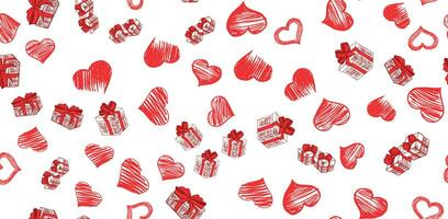 Hearts pattern, hand drawn illustration vector