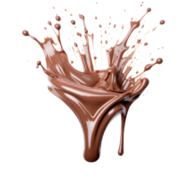 Melting chocolate burst explosion splash in the air. Isolated png