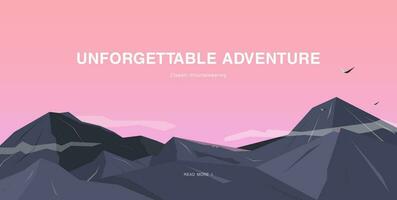 Horizontal background with mountains. Mountaineering colorful illustration, concept with place for text. Banner in cartoon, flat style. vector