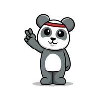 Cute Panda Peace Pose Vector Cartoon Illustration. Isolated Cute Animal Mascot Character.