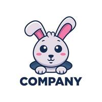 Cute Bunny Logo Vector Cartoon Illustration