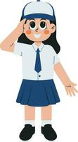 Female Student Saluting During Ceremony Illustration vector