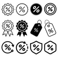 Discount Icon Set, Percentage Icon, Shopping Tags Outline Black, Discount Label, Pricing Tag, Retail Related Badges, Special Offer Symbol, Sale Sign Vector, Business And Finance Design Elements vector