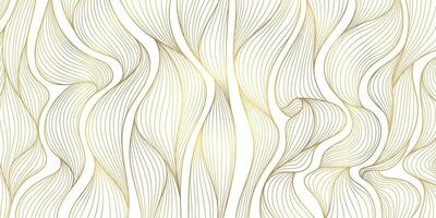 Vector abstract luxury golden wallpaper, wavy line art background, dynamic ribbons. Line design for interior design, textile patterns, textures, posters, package, wrappers, gifts etc. Japanese style.