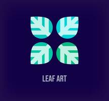 Creative leaf art corporate design. Unique color transitions. Unique growth and ecology template. vector