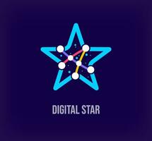 Creative digital star enterprise design. Unique color transitions. Unique virtual technology and connection template. vector