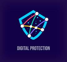 Creative digital protection enterprise design. Unique color transitions. Unique virtual technology and connection template. vector