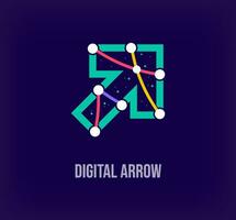 Creative digital arrow corporate design. Unique color transitions. Unique virtual technology and connection template. vector