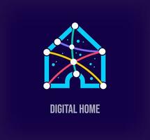 Creative digital home enterprise design. Unique color transitions. Unique virtual technology and connection template. vector