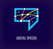 Creative digital speech corporate design. Unique color transitions. Unique virtual technology and connection template. vector