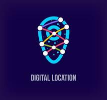 Creative digital location corporate design. Unique color transitions. Unique virtual technology and connection template. vector