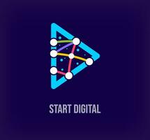 Creative digital startup corporate design. Unique color transitions. Unique virtual technology and connection template. vector