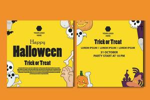 vector collection Halloween social media post template for celebration 31 October