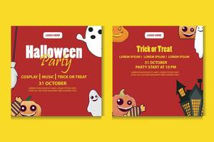 vector collection Halloween social media post template for celebration 31 October