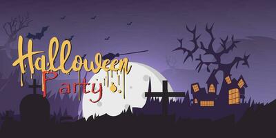 Happy Halloween October 31st banner template October trick or treat festival, with pumpkins, and graveyard spooky shades, bats vector