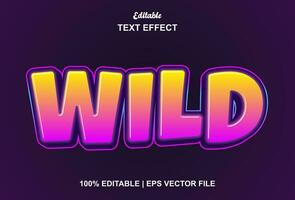 wild text effect with purple graphic style and editable. vector