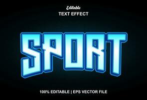 sport text effect with blue color graphic style and editable. vector