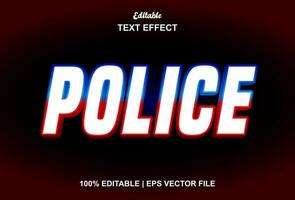 police text effect with blue color graphic style and editable. vector