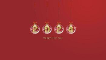 Christmas Decoration 2024 Numbers Happy New Year Greeting Card vector